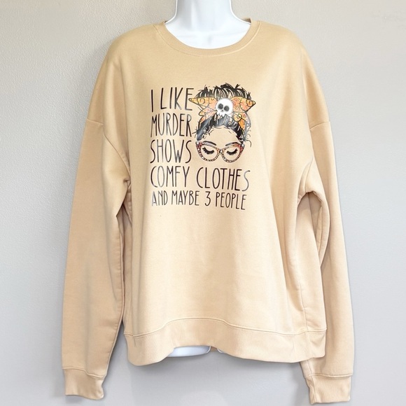 SHEIN Fleece Crewneck Pullover Beige Womens Large - Picture 1 of 7